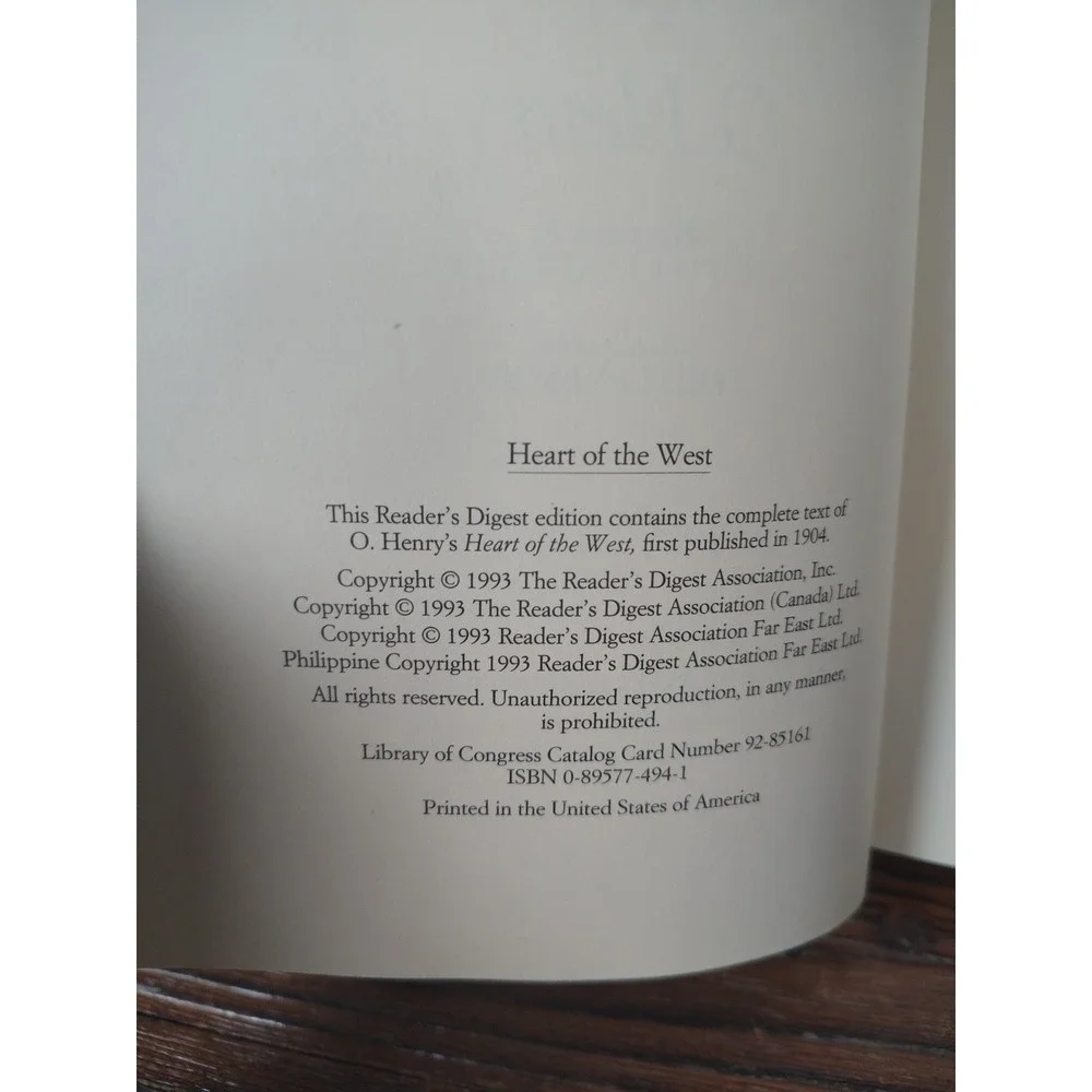 O Henry‎ Heart of the West Reader's Digest 1993 HC Book 19 Western Short Stories